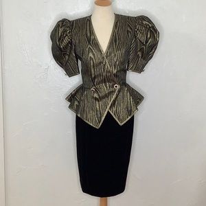 VGT Lillie Rubin Union label Peplum jacket Puffed sleeves pencil Skirt SZ 10 EUC